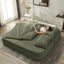 LLappuil Sectional Sofa Bed, Futon Convertible Sofa Bed King Size, Plush Corduroy Loveseat Sofa Couch for Living Room Green