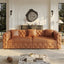 LLappuil 89" Faux Leather Chesterfield Sofa, Oversized Pull Out Sofa Bed King Size, Loveseat Sofa Couch Convertible Sofa Bed for Living Room Brown