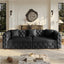 LLappuil 89" Faux Leather Chesterfield Sofa, Oversized Pull Out Sofa Bed King Size, Loveseat Sofa Couch Convertible Sofa Bed for Living Room Black