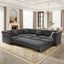 LLappuil 115" Sectional Sofa, Oversized Sectional Couch with Pull Out Sofa Bed King Size, Velvet Button Tufted Chesterfield Sofa Couch with Trim Rolled Arms for Living Room Gray