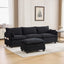 LLappuil Sectional Sofa, 4 Seat Corduroy Cloud Sofa Couch with Reversible Ottoman for Living Room Black