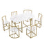 LLappuil Dining Table Set for 6, 7 Piece Dining Table Set with 55" Dining Table, 6 Dining Chairs Gold