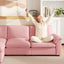 LLappuil Sectional Sofa, Cloud Sectional Couch with Movable Ottoman, 4 Seat Chenille Sofa Couch for Living Room Pink
