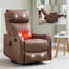 LLappuil Recliner Chair, 360° Swivel Massage Recliner Chair with Heat, Nursery Glider Rocker Recliner Chair for Living Room, Bedroom, Faux Leather Brown