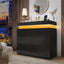 LLappuil TV Stand with Drawers, 6 Drawer Dresser for Bedroom, Chest of Drawers with LED Light Black