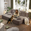 LLappuil 2 Piece Chaise Lounge Chair Indoor, Corduroy Boneless Sofa Bed, Deep Seat Sleeper Couch Reading Chairs, Cloud Sofas Couches for Living Room, No Assembly Required Brown