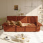 LLappuil 95" Pull Out Sofa Bed Queen Size, Oversized Corduroy Loveseat Sofa Couch Convertible Sofa Bed for Living Room Orange