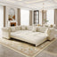 LLappuil 115" Sectional Sofa, Oversized Sectional Couch with Pull Out Sofa Bed King Size, Velvet Button Tufted Chesterfield Sofa Couch with Trim Rolled Arms for Living Room Beige