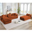 LLappuil Sectional Sofa, Oversized 138" Sectional Couch Convertible Sofa Bed, 6 Seat Corduroy Sofa Couch with Side Pocket for Living Room, No Assembly Orange