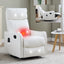 LLappuil Recliner Chair, 360° Swivel Massage Recliner Chair with Heat, Nursery Glider Rocker Recliner Chair for Living Room, Bedroom, Faux Leather White