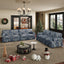 LLappuil 74" Loveseat Sofa, Chenille 3 Seat Sofa for Living Room, 26.4" Extra Deep Seat Mid Century Sofa Blue