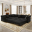 LLappuil 115" Sectional Sofa, Oversized Sectional Couch with Pull Out Sofa Bed King Size, Velvet Button Tufted Chesterfield Sofa Couch with Trim Rolled Arms for Living Room Black