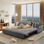 LLappuil Pull Out Sofa Bed King Size, 82" Loveseat Sofa with Bluetooth Speakers, USB Ports, Side Pockets, Corduroy Sofa Couch Convertible Sofa Bed for Living Room Gray