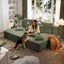 LLappuil 2 Piece Chaise Lounge Chair Indoor, Corduroy Boneless Sofa Bed, Deep Seat Sleeper Couch Reading Chairs, Cloud Sofas Couches for Living Room, No Assembly Required Green