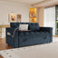 LLappuil Pull Out Sofa Bed Full Size, 65" Loveseat Sofa Convertible Sofa Bed, Chenille Sofa Couch with Small Toptable, Charging Port, Hidden Storage Armrest for Living Room Blue