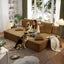 LLappuil 2 Piece Chaise Lounge Chair Indoor, Corduroy Boneless Sofa Bed, Deep Seat Sleeper Couch Reading Chairs, Cloud Sofas Couches for Living Room, No Assembly Required Camel