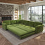 LLappuil Sectional Sofa Couch, Oversized Chenille Sofa with Pull Out Sofa Bed for Living Room Olive