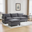 LLappuil Sectional Sofa, 4 Seat Corduroy Cloud Sofa Couch with Reversible Ottoman for Living Room Gray