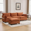 LLappuil Sectional Sofa, 4 Seat Corduroy Cloud Sofa Couch with Reversible Ottoman for Living Room Orange
