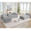 LLappuil Sectional Sofa, Oversized 138" Sectional Couch Convertible Sofa Bed, 6 Seat Corduroy Sofa Couch with Side Pocket for Living Room, No Assembly Gray