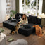 LLappuil 2 Piece Chaise Lounge Chair Indoor, Corduroy Boneless Sofa Bed, Deep Seat Sleeper Couch Reading Chairs, Cloud Sofas Couches for Living Room, No Assembly Required Black