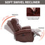 LLappuil Recliner Chair, 360° Swivel Massage Recliner Chair with Heat, Genuine Leather Nursery Glider Rocker Manual Recliner Chair with Side Pockets for Living Room, Bedroom Red