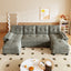 LLappuil Sectional Sofa, U Shaped Sectional Couch with Pull Out Sofa Bed, Chenille Convertible Sleeper Sofa Bed with Chaise, Removable Armrests, USB Ports Light Gray