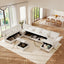 LLappuil Modular Sectional Sofa, Sectional Couch with Storage Seat, Oversized Corduroy Sofa Couch with Adjustable Arms Backs for Living Room Beige