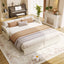 LLappuil Queen Size Pull Out Sofa Bed, Compact Loveseat Sofa Covertible Sofa Bed with USB Port, Side Pocket , Chenille Sofa Couch for Living Room Beige