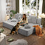LLappuil 2 Piece Chaise Lounge Chair Indoor, Corduroy Boneless Sofa Bed, Deep Seat Sleeper Couch Reading Chairs, Cloud Sofas Couches for Living Room, No Assembly Required Light Gray