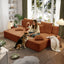 LLappuil 2 Piece Chaise Lounge Chair Indoor, Corduroy Boneless Sofa Bed, Deep Seat Sleeper Couch Reading Chairs, Cloud Sofas Couches for Living Room, No Assembly Required Orange