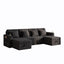 LLappuil 107" Sectional Sofa, U Shaped Sectional Couch with Storage Chaise, Pull Out Sofa Bed Convertible Sofa Bed, Corduroy Sofa Couch with USB Charging Port, Cup Holder for Living Room Black