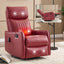 LLappuil Recliner Chair, 360° Swivel Massage Recliner Chair with Heat, Nursery Glider Rocker Recliner Chair for Living Room, Bedroom, Faux Leather Red