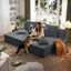 LLappuil 2 Piece Chaise Lounge Chair Indoor, Corduroy Boneless Sofa Bed, Deep Seat Sleeper Couch Reading Chairs, Cloud Sofas Couches for Living Room, No Assembly Required Dark Gray