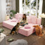 LLappuil 2 Piece Chaise Lounge Chair Indoor, Corduroy Boneless Sofa Bed, Deep Seat Sleeper Couch Reading Chairs, Cloud Sofas Couches for Living Room, No Assembly Required Pink