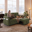 LLappuil Loveseat Sofa, Pull Out Sofa Bed Queen Size, Corduroy Sofa Couch with 360° Swivel Tabletop, USB Charging Port, Cup Holder for Living Room Green