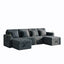 LLappuil 107" Sectional Sofa, U Shaped Sectional Couch with Storage Chaise, Pull Out Sofa Bed Convertible Sofa Bed, Corduroy Sofa Couch with USB Charging Port, Cup Holder for Living Room Dark Gray