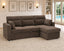 LLappuil Sectional Sofa, 83" Sectional Couch with Storage Chaise, Pull Out Sofa Bed Convertible Sofa Bed with Cup Holder for Living Room, Polyester Brown