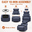 LLappuil Chenille Recliner Chair, 360° Swivel Reclining Chair with Detachable Adjustable Neck Pillow, Manual Nursery Glider Rocker Recliner Chair for Living Room Blue
