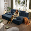 LLappuil 2 Piece Chaise Lounge Chair Indoor, Corduroy Boneless Sofa Bed, Deep Seat Sleeper Couch Reading Chairs, Cloud Sofas Couches for Living Room, No Assembly Required Blue