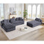 LLappuil Sectional Sofa, Oversized 138" Sectional Couch Convertible Sofa Bed, 6 Seat Corduroy Sofa Couch with Side Pocket for Living Room, No Assembly Dark Gray