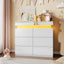 LLappuil TV Stand with Drawers, 6 Drawer Dresser for Bedroom, Chest of Drawers with LED Light White