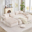 LLappuil Sectional Sofa, Oversized 138" Sectional Couch Convertible Sofa Bed, 6 Seat Corduroy Sofa Couch with Side Pocket for Living Room, No Assembly Beige
