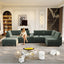 LLappuil 121" Sectional Sofa, Modular Sectional Couch Convertible Sofa Bed, Chenille Cloud Sofa Couch with Hidden Storage & USB Ports & Cup Holders & Bluetooth Speaker for Living Room Green