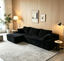 LLappuil 96" Sectional Sofa, Modular Sectional Couch with Right Chaise, Deep Seat Corduroy Cloud Sofa for Living Room Black