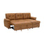LLappuil 88" Sectional Sofa, Mid-Century L Shaped Sectional Couch with Pull Out Sofa Bed, Convertible Sofa Bed with Storage Chaise for Living Room, Foil Fabric Black