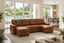 LLappuil 112" Sectional Sofa, Mid-Century U Shaped Sectional Couch with Pull Out Sofa Bed, Convertible Sofa Bed with Storage Chaise for Living Room, Foil Fabric Brown