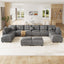 LLappuil Modular Sectional Sofa, Modular Sectional Sofa with Storage, 12 Seat Corduroy Oversized Sofa with 8 Back Cushion 8 Throw Pillow Gray