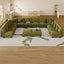 LLappuil Modular Sectional Sofa, Modular Sectional Sofa with Storage, 14 Seat Corduroy Oversized Sofa with 12 Back Cushion 12 Throw Pillow Green