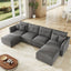 LLappuil Modular Sectional Sofa, Modular Sectional Couch with Storage, 6 Seat Corduroy Oversized Sofa with 4 Back Cushion 4 Throw Pillow Gray